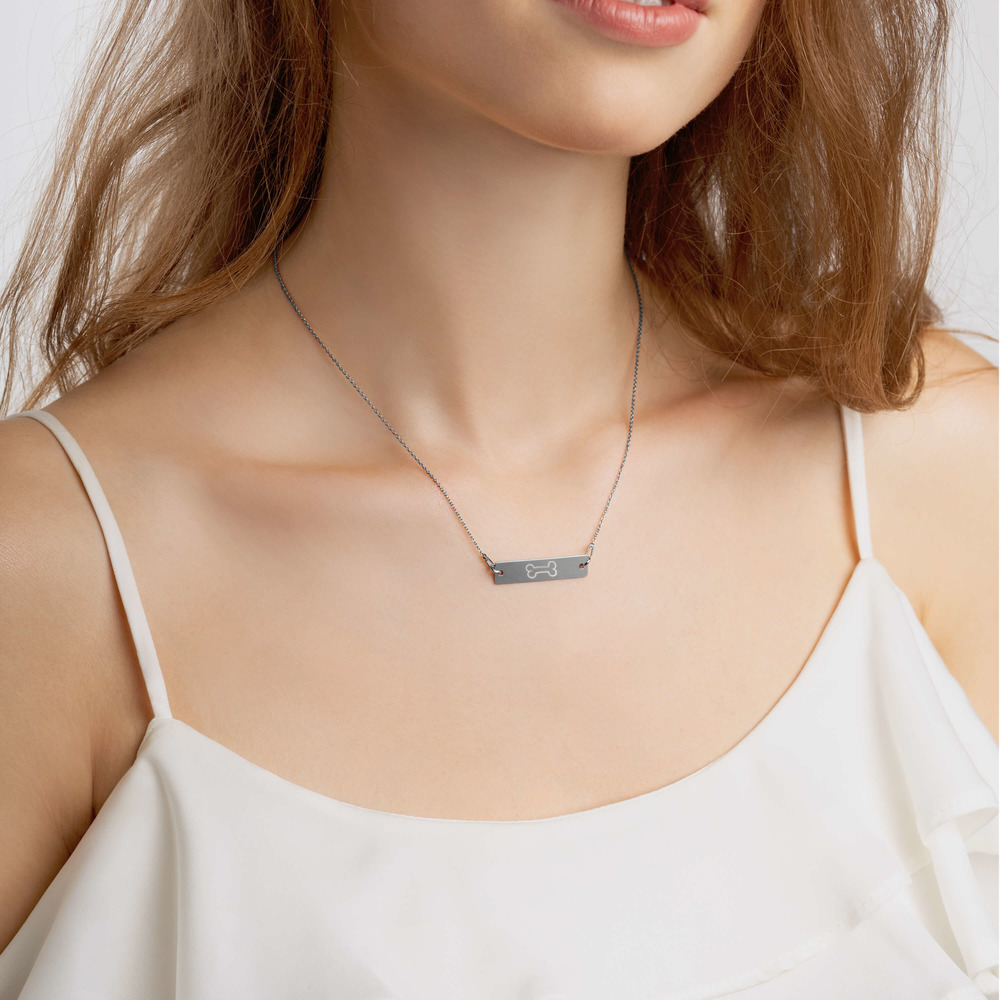 Custom genuine turquoise engraved bar necklace – Boles Silver